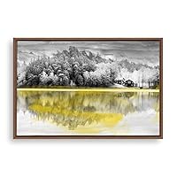 Framed Canvas Wall Art Black and White Scenery Canvas Prints Home Artwork Decoration for Living Room,Bedroom - 16x24 inches