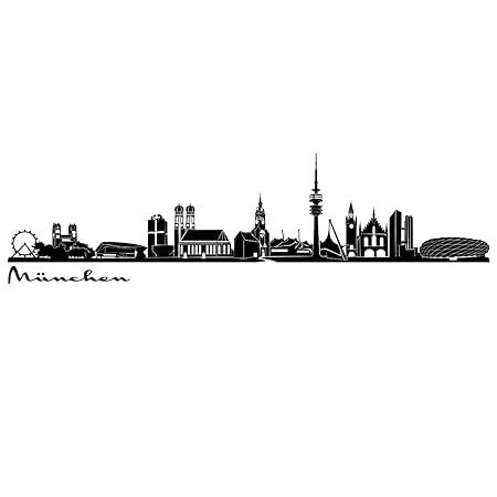 Wandkings Skyline - Deine Stadt wählbar - München - 125 x 28 cm - Wandaufkleber Wandsticker Wandtattoo