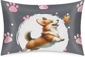 CEMFYZOCH Satin Pillowcase for Hair and Skin Pink Paw Print Dog Soft Silk Pillow Case with Envelope Closure Cooling Pillow Cases Slip Queen Size Pillow Cover for Kids Boys Girls 20x30