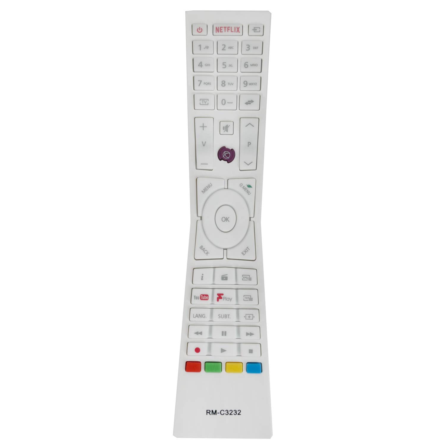 VINABTY RM-C3232 white Remote Control fit for JVC LT32C670 LT32C671 LT-43C860 LT-40C860 LT-43C862 LT-43C870 LT-55C860 LT-24C660 LT-24C661 LT-32C660 with YouTube NETFLIX Freeview Play Buttons
