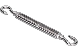 LAGOGIA 304 Stainless Steel Hook & Hook Turnbuckle Wire Rope Tension Turnbuckle Adjustable, M14 Thread Diameter, Heavy Duty Hook to Hook Turnbuckle, Adjustable Wire Rope Tensioner - (1PCS)