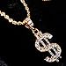 TUOKAY Fake Gold Rope Chain for Men with Dollar Sign Pendant Iced Out Necklace for Rapper, Sparkling Dollar Symbol Gold Chain for Rap Gangsta, 24 inches