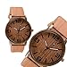 2016 Classical Wooden Watch Women Wristwatches Vintage Style Men Dress Watch Pu Leather Quartz Watch 3#