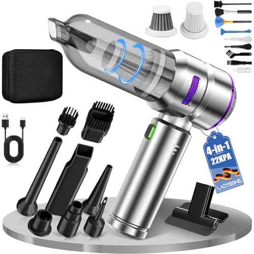 Furnetra 4 in 1 Handheld Vacuum Cleaner, 22000 PA, Cordless Car Vacuum Cleaner, 3 Speeds 200000 RPM, Brushless Motor for Car, PC, Office, Sofa and Pet Hair