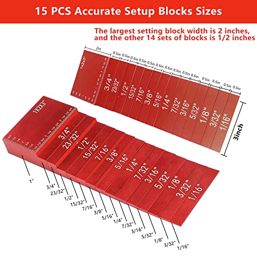 15 Pcs Gauge Block Set, Precision Aluminum Height Gauges Set Setup Bars, Testing Gage Block Gage