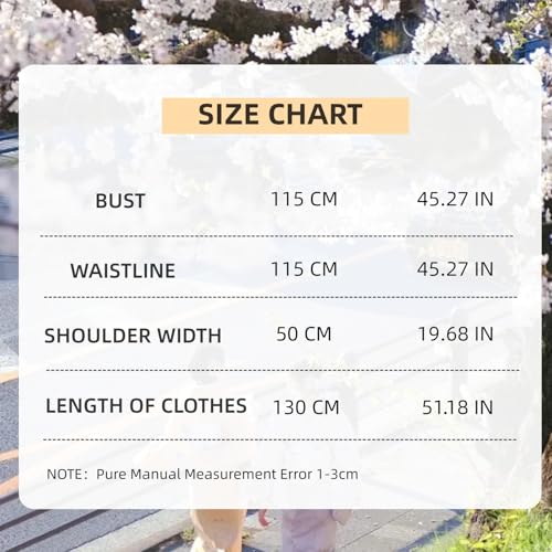 CRFASIBE 5 Pieces Long Kimono for Women, Japanese Kimono Robes with Sakura Print, Gift Set Japanese Cosplay Costume with Accessories | Japonés Style Yukata con Estampado, Disfraz de Cosplay con Accesorios, Ideal para Carnaval, Fiestas y Celebraciones
