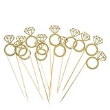 Mtlee Cupcake Topper Gold Glitter Mini Diamond Ring Cakes Toppers (35 Pack)