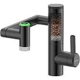 Lefton Rotatable Bathroom Faucet with Built-in Filter, Single Hole Sink Faucet with Temperature Display in Fahrenheit, 2 Wate