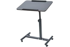 Qiveno Rolling Laptop Table, Overbed Table with Non-Slip Stalls, Angle & Height Adjustable Mobile Laptop Desk Cart Over Bed Table for Office, Hospital & Home (Black)