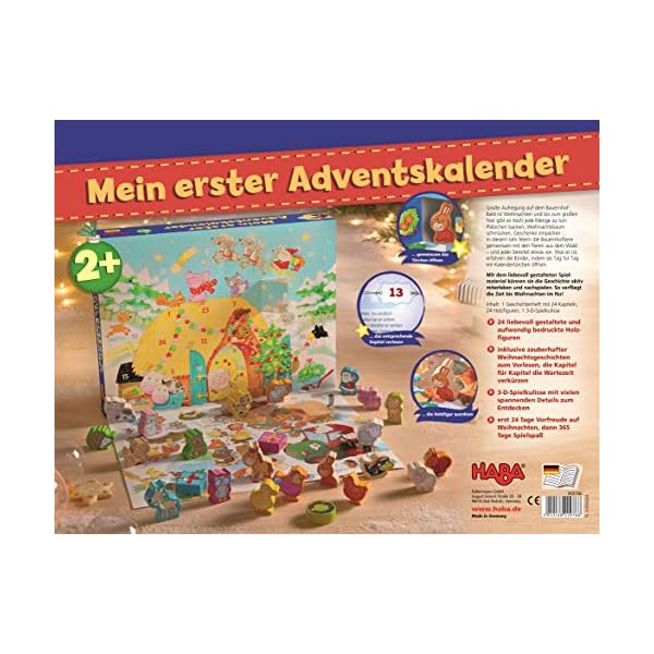 HABA Adventskalender – Weihnachten auf dem Bauernhof – 3D-Spielkulisse mit 24 liebevollen Holzfiguren – Weihnachtskalender für Kinder ab 2 Jahren - 1303156001 – Bild 3