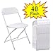 JAXPETY 40PCS Plastic Folding Chairs Wedding Party Event Chair Commercial, White