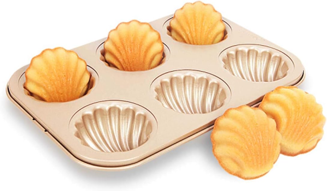 6 Holes Deep Shell Madeleine Baking Tray, Mini Muffin Cake Pan, Speciality Cake Mould, Non-Stick Coating