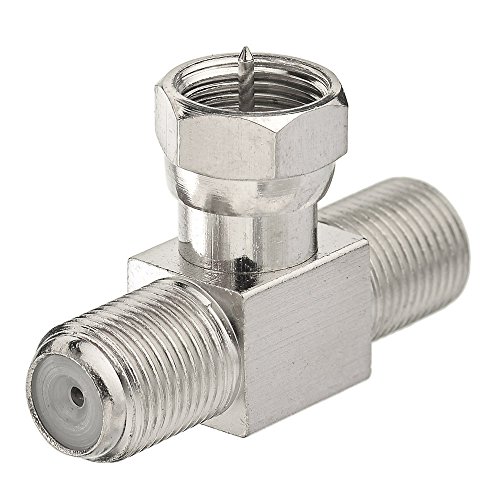 wlaniot F Type Splitter 3 Way Connector F Male to Dual F Female Coaxial Connector Adapter 2pcs TV Tuner Antenna