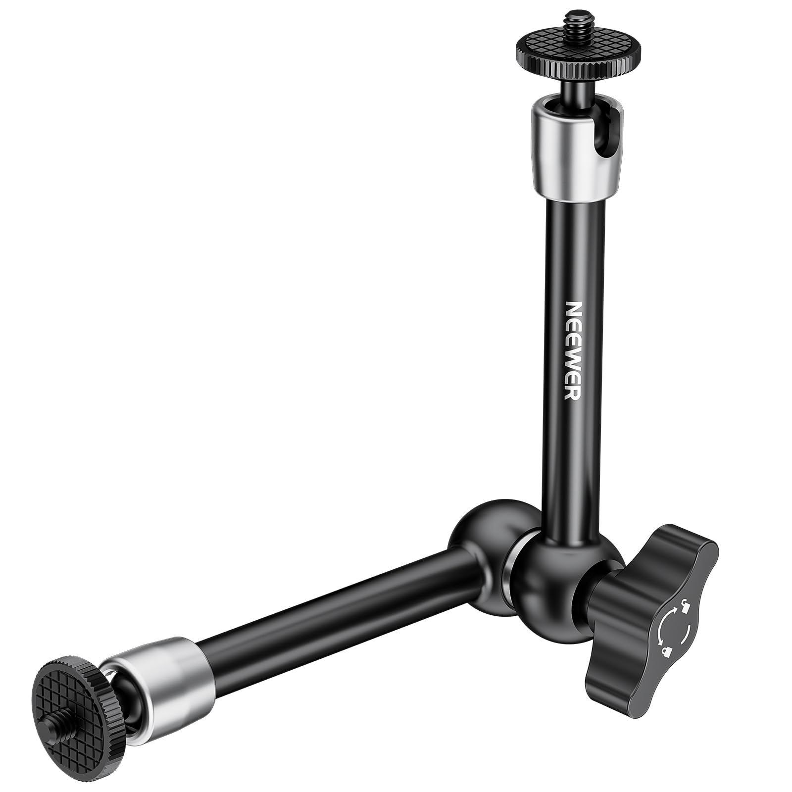 NEEWER 9.8"/25cm Adjustable Friction Magic Arm with 1/4" Screw on Both Ends, Compatible with SmallRig Cage, Flash/LED Light/Microphone/Monitor/SuperClip, Max Load 4.4lb/2kg, ST08
