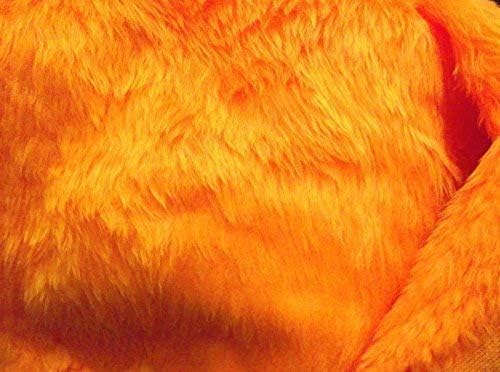 Plain Fun Faux Fur Fabric Material Bright Orange, Sample - 10cmx10cm