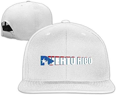 Puerto Rico Flag Solid Snapback Baseball Hat Cap One Size White