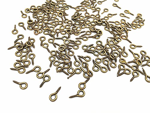 Kinteshun Alloy Eye Bolts Hook Screw Eye Nails Pin Bail for DIY Jewelry Making Accessaries(200pcs,0.39 inches,Bonze)