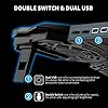 Zwini Laptop Cooling Pad 12"-17" Laptop Cooler Stepless Speed Fan Ultra Quiet Cooling Pad Stand with 5 Fans at 1400 RPM LED light 2 USB Ports