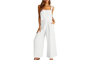 SRIPER Womens Summer Linen Sets 2 Piece Outfits Square Neck Cami Top Wide Leg Pants and Crop Top Lounge Set