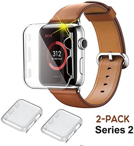 Apple Watch Series 2 Case, Lymgentao 2Pcs Ultra-thin Clear Hard PC Screen Protector Protective Case Cover for iWatch 2(42mm)