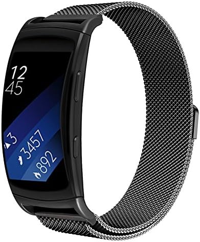 ZGS Samsung Gear Fit2/Gear Fit 2 PRO Smart Watch Band,Magnet Lock Stainless Steel Milanese Loop Metal Replacement Bracelet Strap for Gear Fit2 SM-R360 /SM-R365 (Black, S)