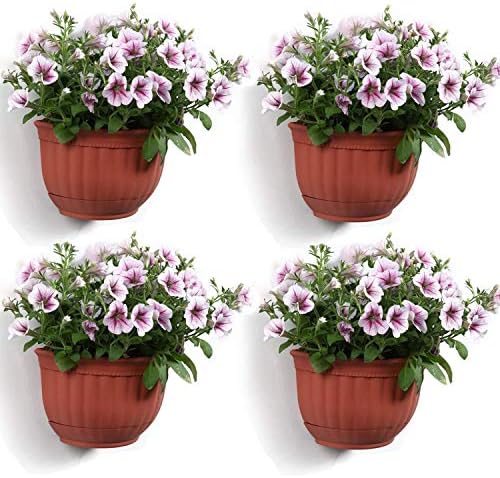 thumbnail image 2 of T4U Wall Planters Set Of 2 - Brick Red Resin Pots With Self-Watering (10.5x8.6x6.1") 2 of 13
