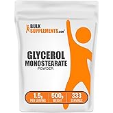 BulkSupplements.com Glycerol Monostearate Powder - Glycerol Supplement, GMS Powder - Unflavored, Food Grade & Gluten Free, 1.5g per Serving, 500g (1.1 lbs) (Pack of 1)