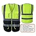 JKSafety 7 Pockets High Visibility Zipper Front Safety Vest With Reflective Strips.Meets ANSI/ISEA Standards (130-Yellow-Black XL)