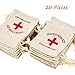 Maxdot 20 Packs Cotton Muslin Wedding Party Favor Bags Red Cross Bachelorette Hangover Kit Bags Recovery Kit Bags Survival Kit Bags Drawstring Bag, 6 x 3.9 Inches