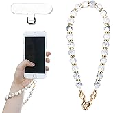 VICHUNHO Marble Beaded Phone Wrist Strap, Cellphone Lanyard with Tether Tab, Hands-Free Wristlet Bracelet
