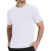 BAMBOO COOL Men's Crewneck T-Shirts Short Sleeve Heavy Weight Tees Moisture Wicking Casual Basic T Shirt