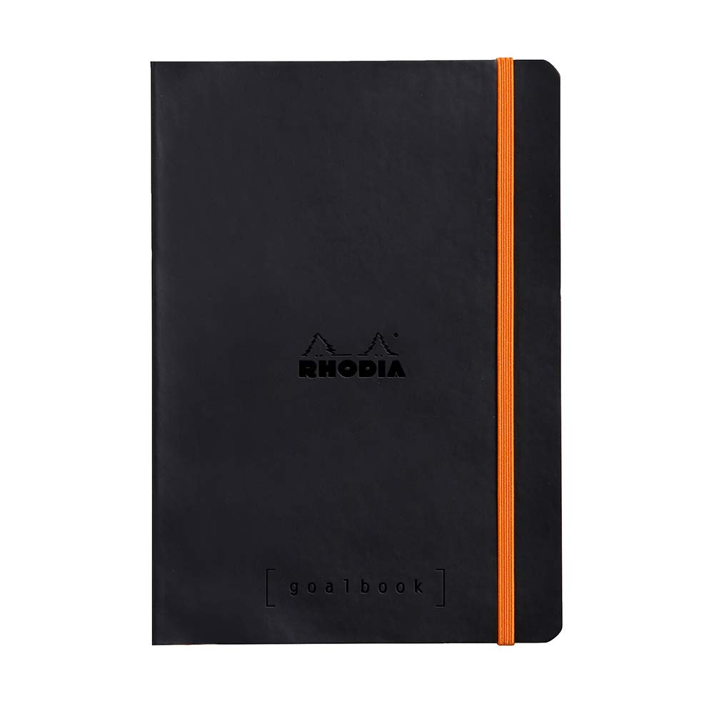 RHODIA 117742C - Notebook Bullet Journal Goalbook Black - A5 14.8 x 21 cm - Dotted - 240 pages - Ivory 90g/m² paper - 2 Ribbons, Elastic closure - Leatherette