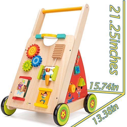 cossy Wooden Baby Walker Toddler Toys for 18 Month, Push and Pull Toy Learning Walking Toys