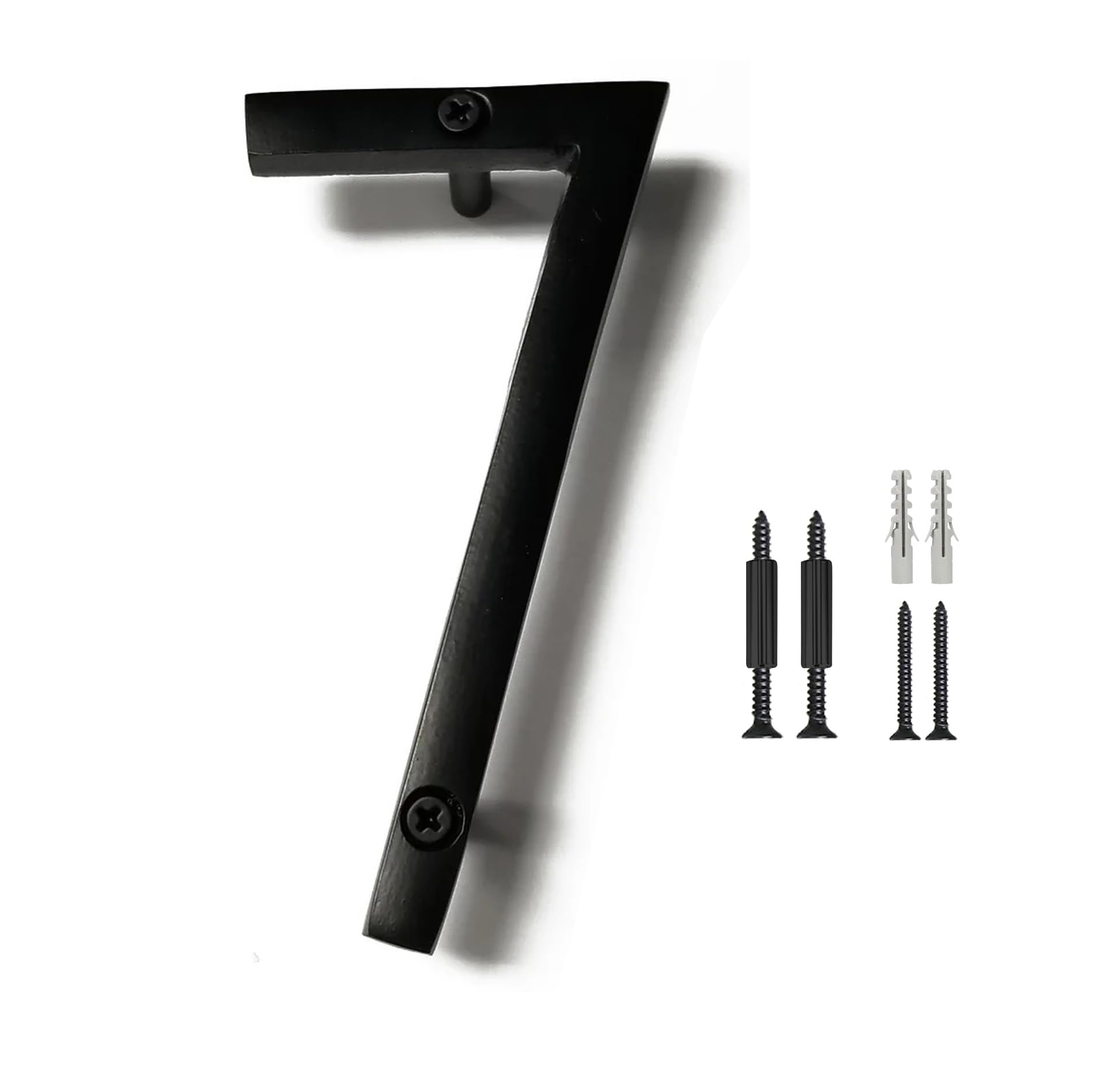 NACH Floating House Numbers, 6 inch Aluminum Black House Numbers for Outside - Number 7, Door Numbers with Mounting Hardware