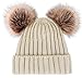 Arctic Paw Beanie for Women Womens Winter Hats Cable Knit Pom Pom Beanie with Faux Fur Ears Beige