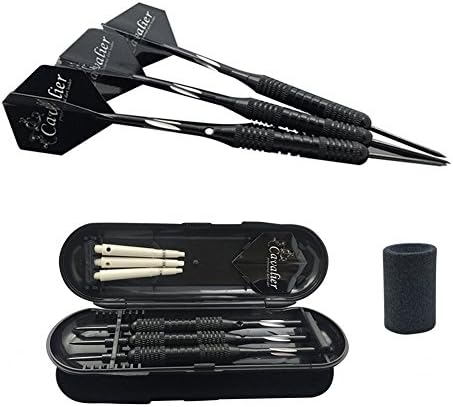 3 Pack Steel Tip Darts 22 Grams with Steel Needle Tip Dart - Straight Barrels-Aluminum Shafts - PVC Flights Dart Set 4 Colour (With Round Dart Sharpener)