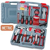 Home & Garage Tool Kit, Hi-Spec DT50103, Long Nose Tongue and Groove Pliers, Ratcheting Bit Driver, Claw Hammer, Hack Saw, Precision Screwdriver Set, Adjustable Wrench & Sockets Tool Set, 120 pieces