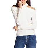 1.STATE Women's High-Neck Cold-Shoulder Top (Soft Ecru, XX-Small)