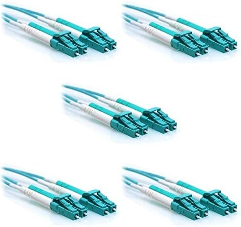 CableRack5-Pack 1m LC/LC 40/100GB Duplex 50/125 Multimode OM4 Fiber Patch Cable Aqua