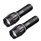LED Flashlights 2 Pack - ROCKBIRDS 5 Modes LED Torch Flashlight - As Seen on TV XML T6 - Adjustable & Water Resistant Flashlights for Biking Hiking Camping Emergency