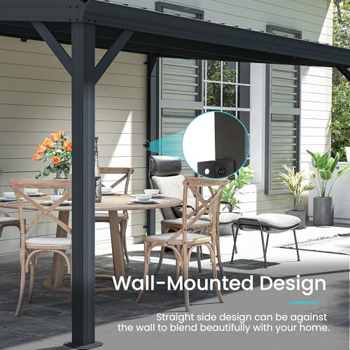 Domi 10'x14' Lean-to Gazebo Review: Wall-Mounted Hardtop Pergola With Galvanized Steel Roof image 29