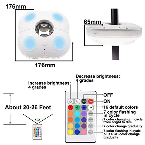 HONWELL Patio Umbrella Lights Battery Operated Outdoor Cordless LED Umbrella Light Remote Control Tent Light, 16 Color Changing Umbrella Pole Light for Camping Tents (White)-1Pack
