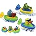 YOSWAN Amphibious Pull and Go Car Playset Bathing Soft Rubber Duck Crocodile Pelican Animal Swimming Bathtime Fun Bath Tub Toys for Boys Girls Toddlers (Duck+Crocodile+Pelican)