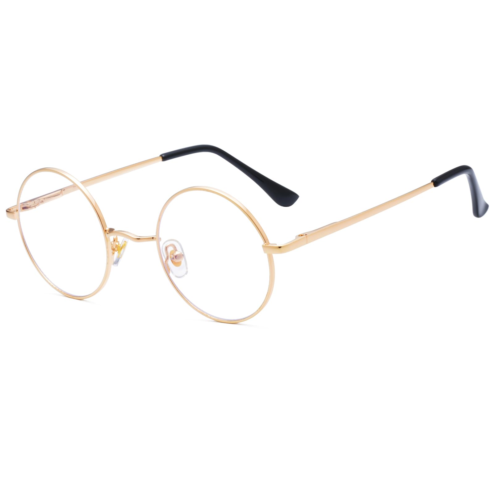 Ggpyyon Round Blue Light Blocking Glasses for Women Men Circle Clear Lens Metal Frame Eyeglasses Computer Reading Gaming TV Glasses(Gold/Clear)