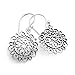 925 Sterling Silver Open Filigree Mandala Heart Lotus Flower Dangle Hook Earrings 1.18