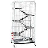 Yaheetech 6 Level Large Ferret Cage and Habitats Small Animal Hutch with 3 Front Doors 52''-White