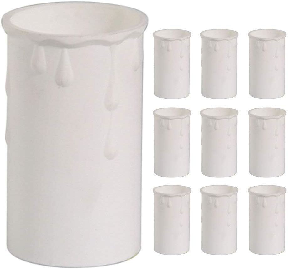 Britalia 10 Pack White Candle Drip Sleeve Tubes for Light Diameter 37mm