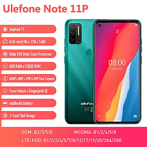 uleFone Note 11P Unlocked Cell Phone New Android 11 P60 Octa core 8GB+128GB Mobile Phone, 48MP Four Rear Camera + 8MP… - Image 2