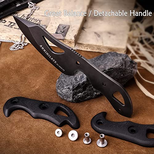 Zune Lotoo Tactical Knife Fixed Blade Survival Knives with Sheath D2