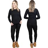 MISS POPULAR Womens 2-Piece Waffle Thermals Set | Long Sleeve Shirt, Pants | Thermal Base Layer Set for Cold Weather